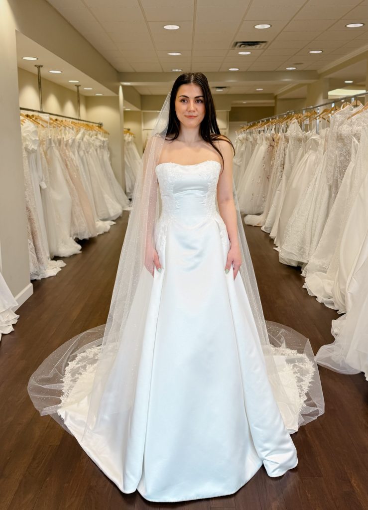 Strapless satin ballgown wedding dress