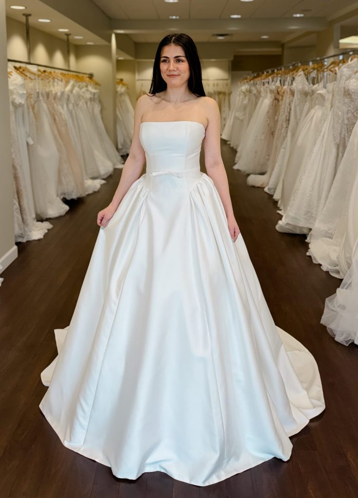 Stella York 8274 mikado ballgown wedding dress with full hips